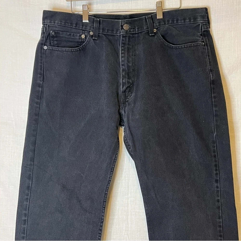 Levi’s 505 Jeans Men's 38x32 Black Denim Straight Leg Regular Grunge Ret…